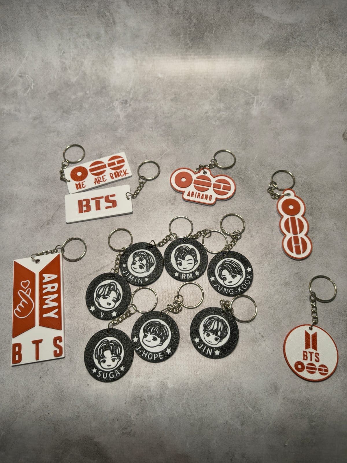 Colección completa llaveros BTS — impresión 3D